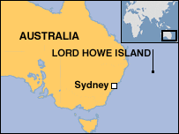 Lord Howe Island’s position in relation to Australia © SW